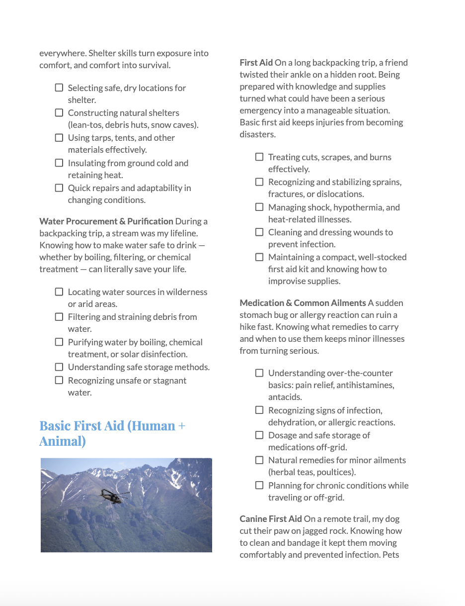 The Off-Grid / Homesteader Skills Checklist
