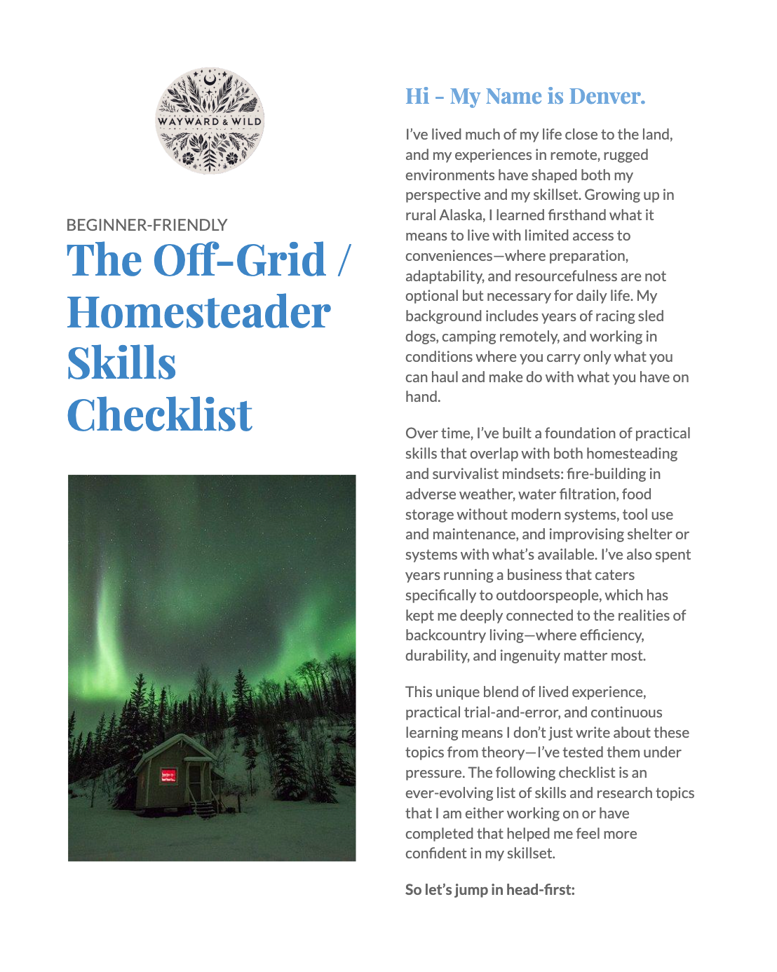 The Off-Grid / Homesteader Skills Checklist